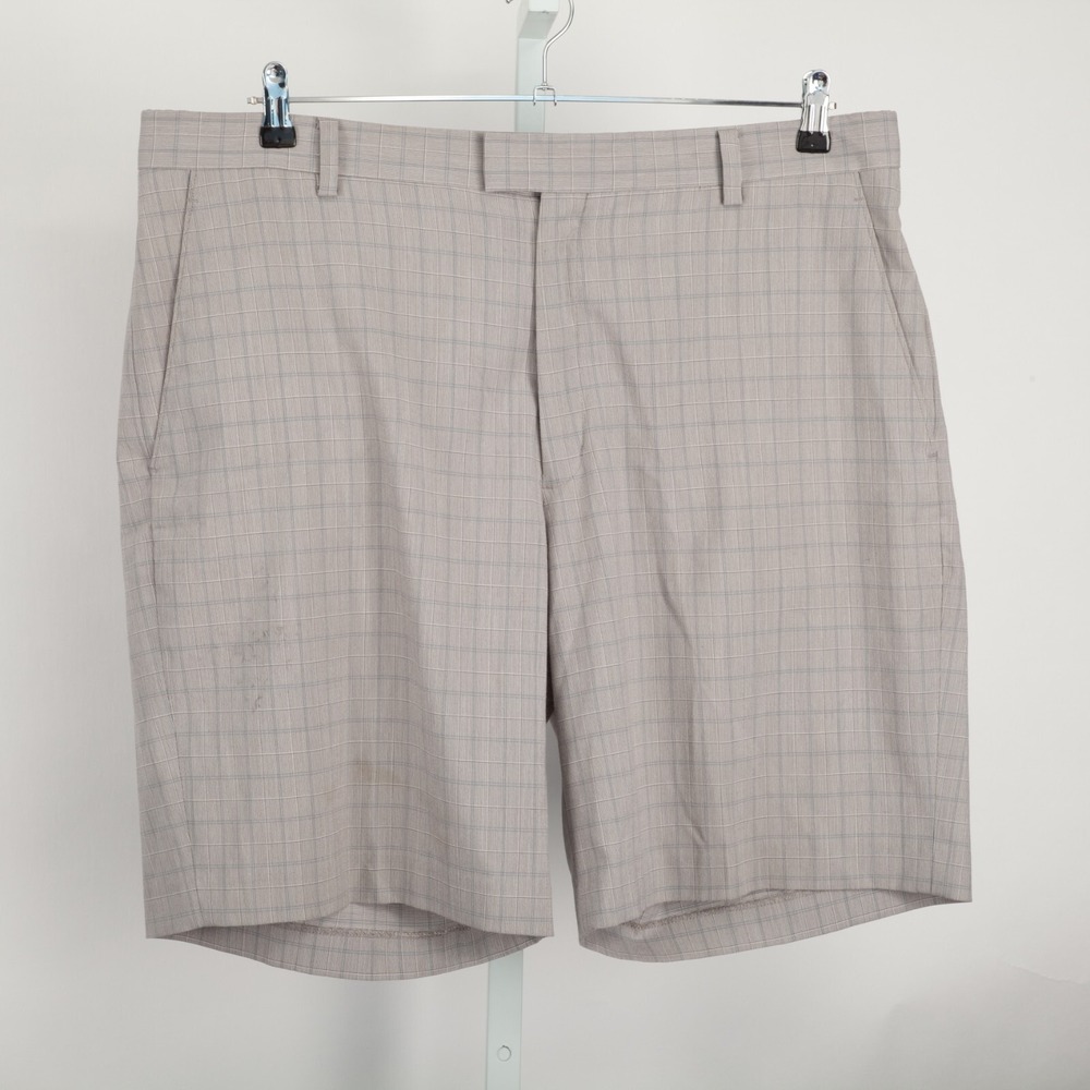 Tiger Woods Collection Golf Shorts Mens 40 Tan Gray Plaid Performance 229994-003